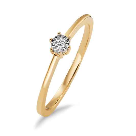 Solitär Ring 750/18 K Gelbgold Diamant 0.03 ct, w-si bicolor