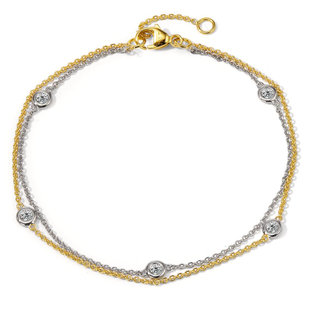 Armband 750/18 K Weissgold, 750/18 K Gelbgold Diamant 0.16 ct, 5 Steine, w-si verstellbar