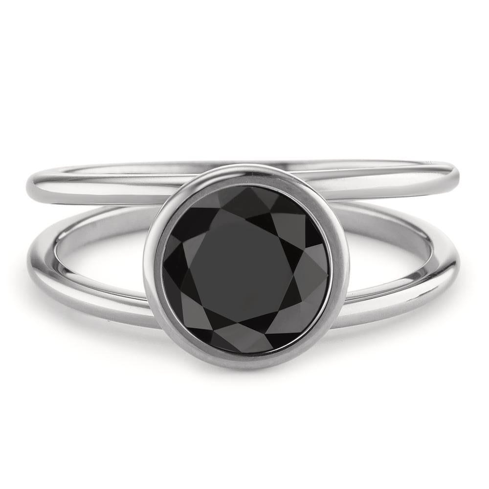 Fingerring Edelstahl Zirkonia schwarz Ø9.5 mm