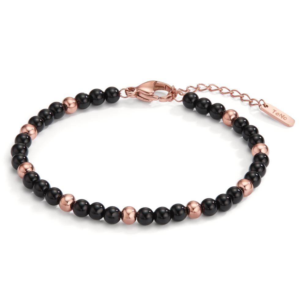 Armband MUSE Rosé aus schwarzem Achat verstellbar Ø4 mm