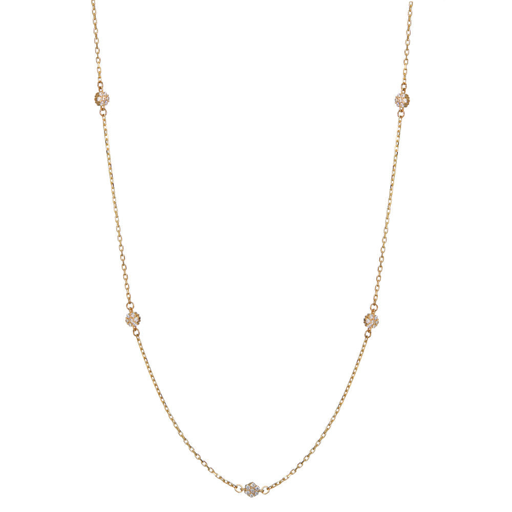 Collier 585/14 K Gelbgold Zirkonia 35 Steine 42-45 cm verstellbar