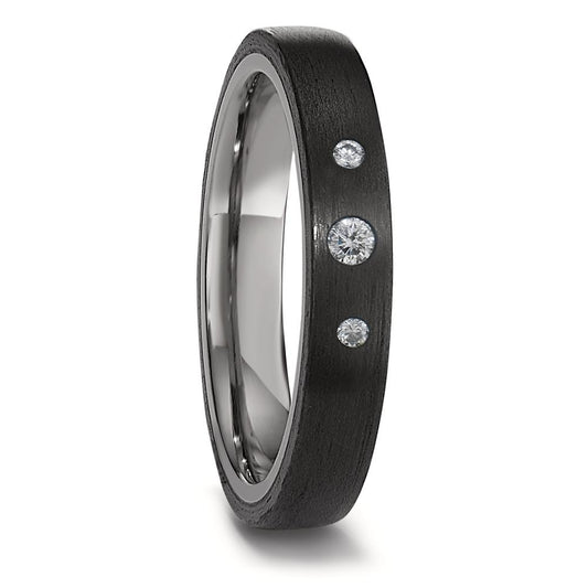 Partnerring Titan, Carbon Diamant 0.09 ct, 3 Steine, w-si