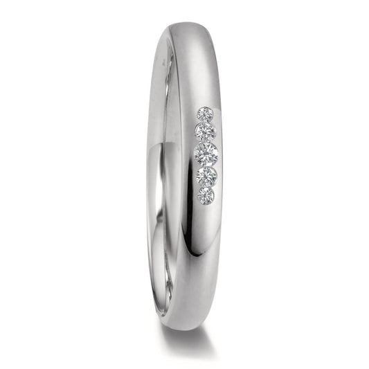 Partnerring 950 Platin Diamant 0.05 ct, 5 Steine, w-si