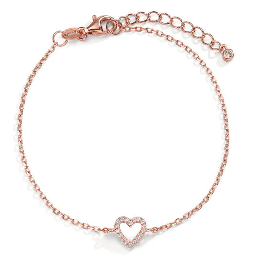 Armband Silber Zirkonia rosé vergoldet Herz verstellbar