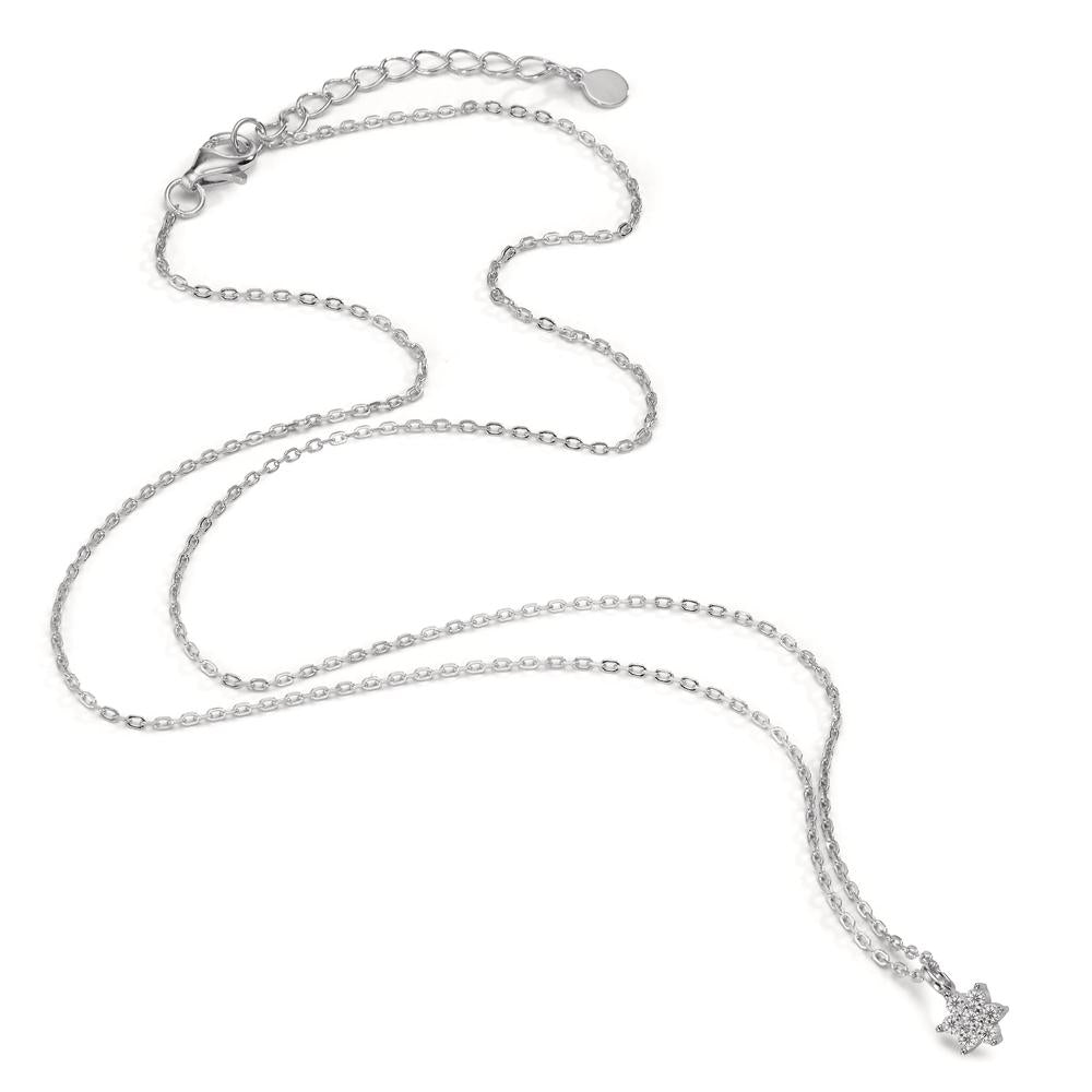 Collier Silber Zirkonia rhodiniert Blume verstellbar