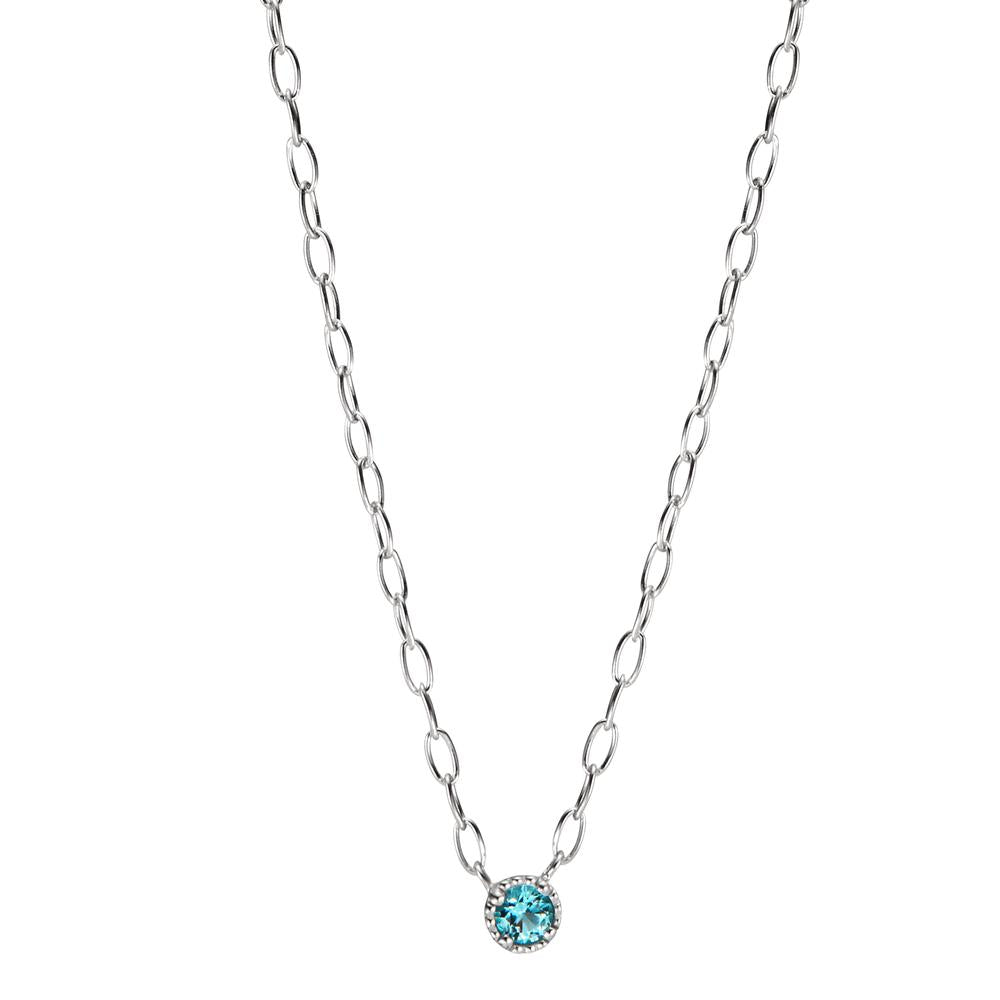 Collier Silber Zirkonia aqua rhodiniert verstellbar