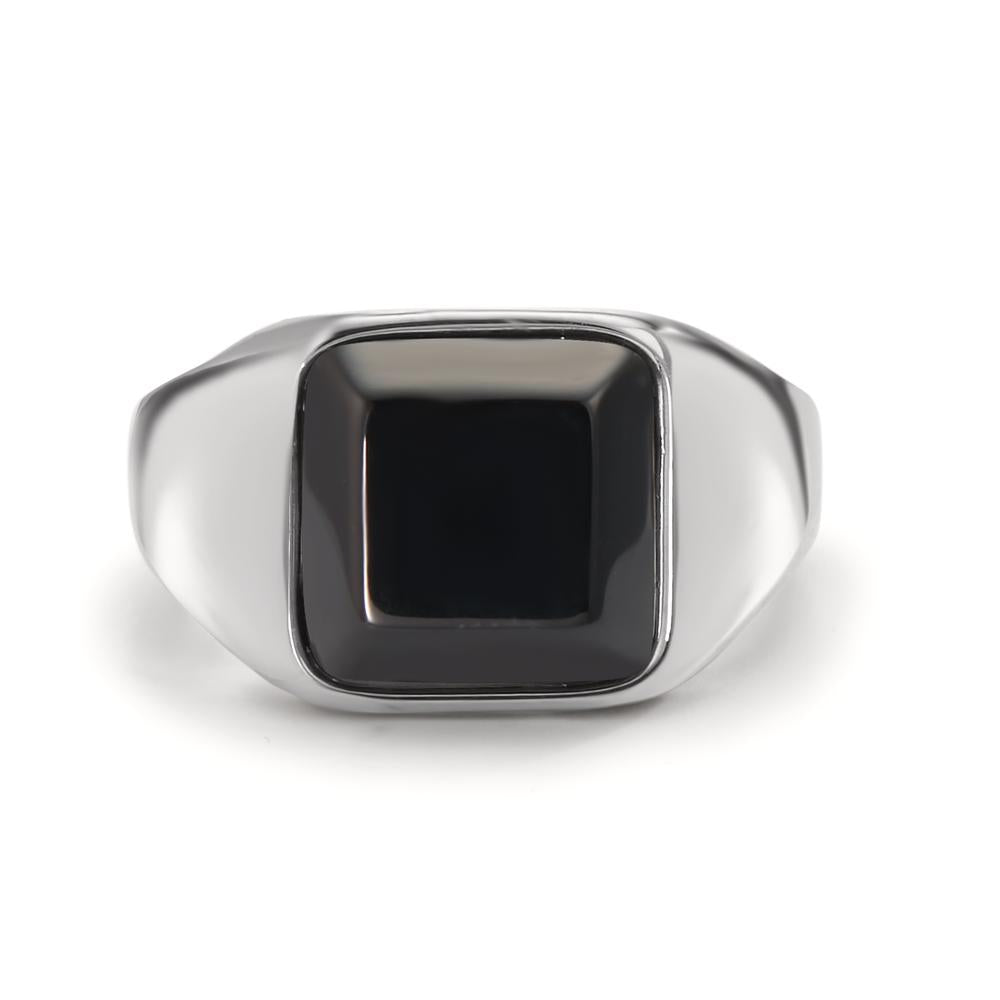 Fingerring Edelstahl Onyx