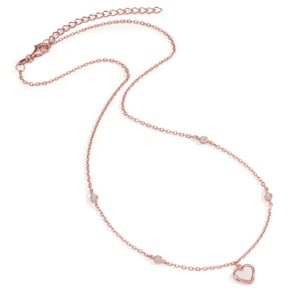 Collier Silber Zirkonia 4 Steine rosé vergoldet Perlmutt Herz verstellbar