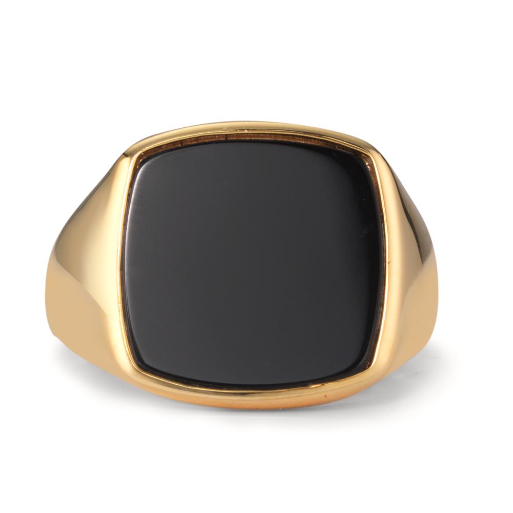 Fingerring Silber Onyx gelb vergoldet