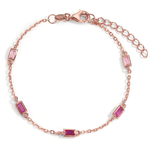 Armband Silber Zirkonia rosa, 5 Steine rosé vergoldet verstellbar