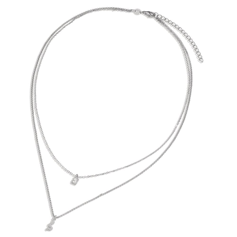 Collier Silber Zirkonia 13 Steine rhodiniert Schlange verstellbar