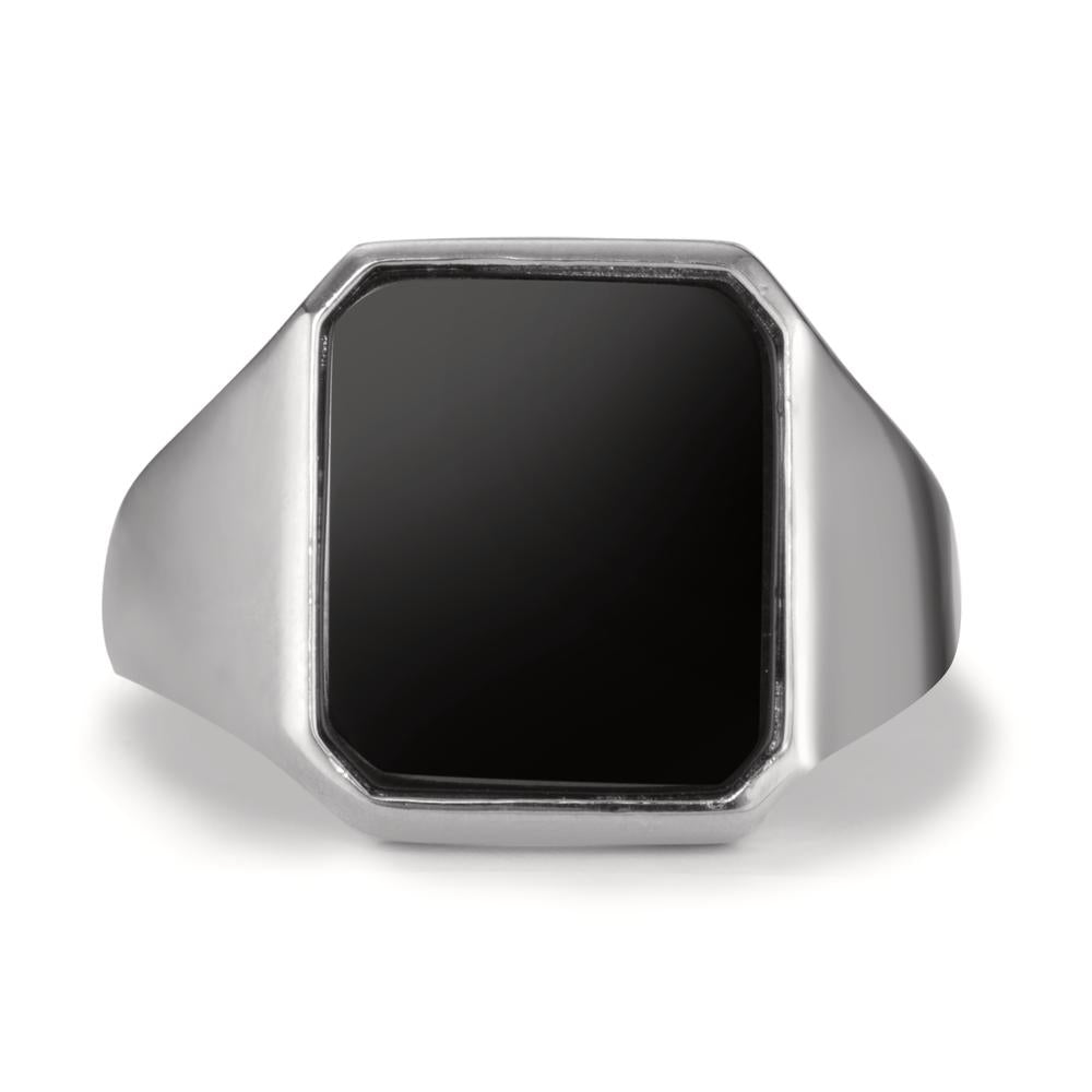 Fingerring Silber Onyx rhodiniert