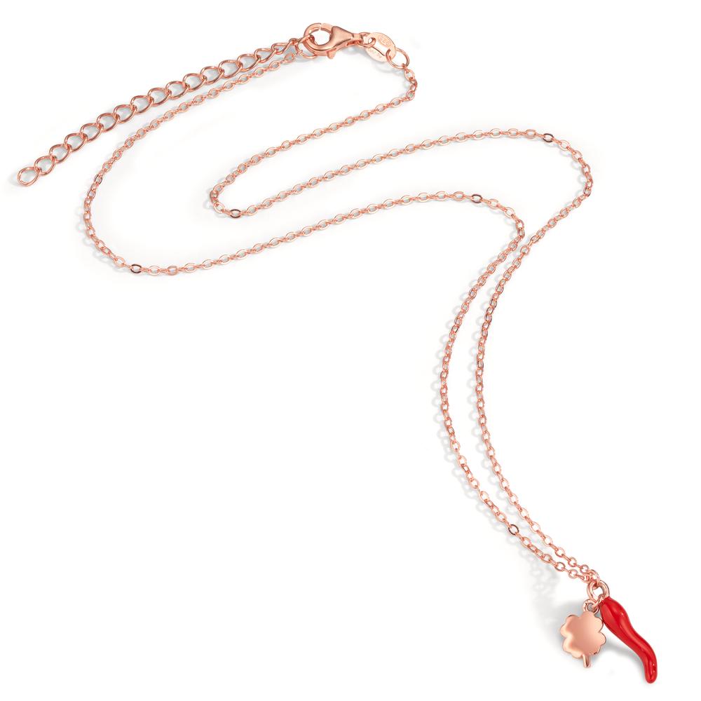 Collier Silber rosé vergoldet Kleeblatt Cornetto 40-45 cm verstellbar