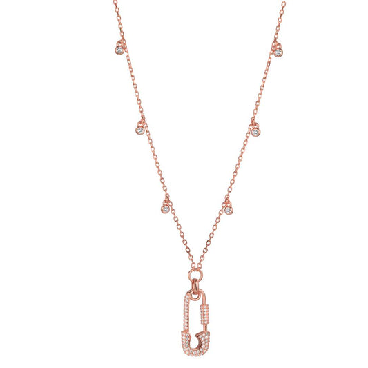 Collier Silber Zirkonia rosé vergoldet Sicherheitsnadel verstellbar