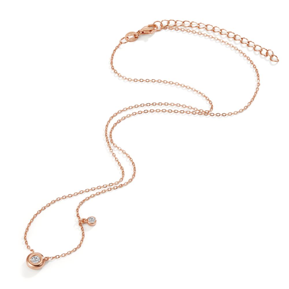 Collier Silber Zirkonia 2 Steine rosé vergoldet verstellbar