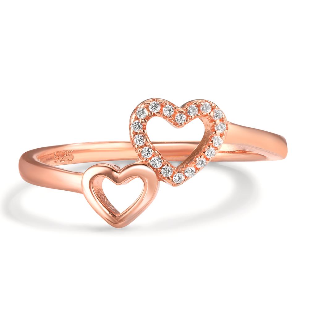 Fingerring Silber Zirkonia rosé vergoldet Herz