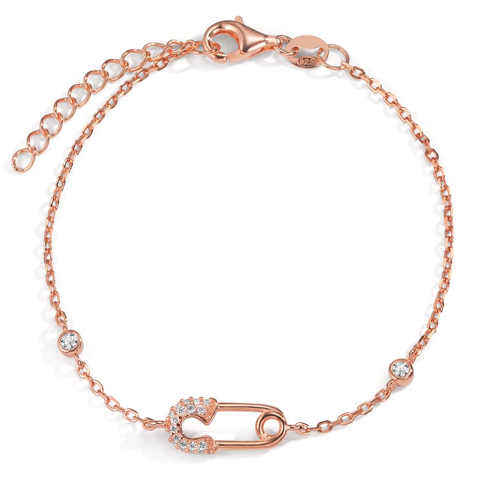 Armband Silber Zirkonia rosé vergoldet Sicherheitsnadel verstellbar