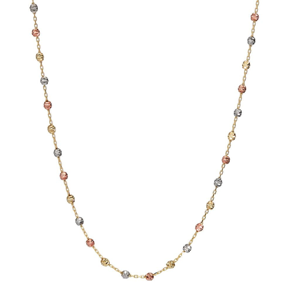 Collier 585/14 K Gelbgold, 585/14 K Weissgold, 585/14 K Rotgold tricolor 42-45 cm verstellbar