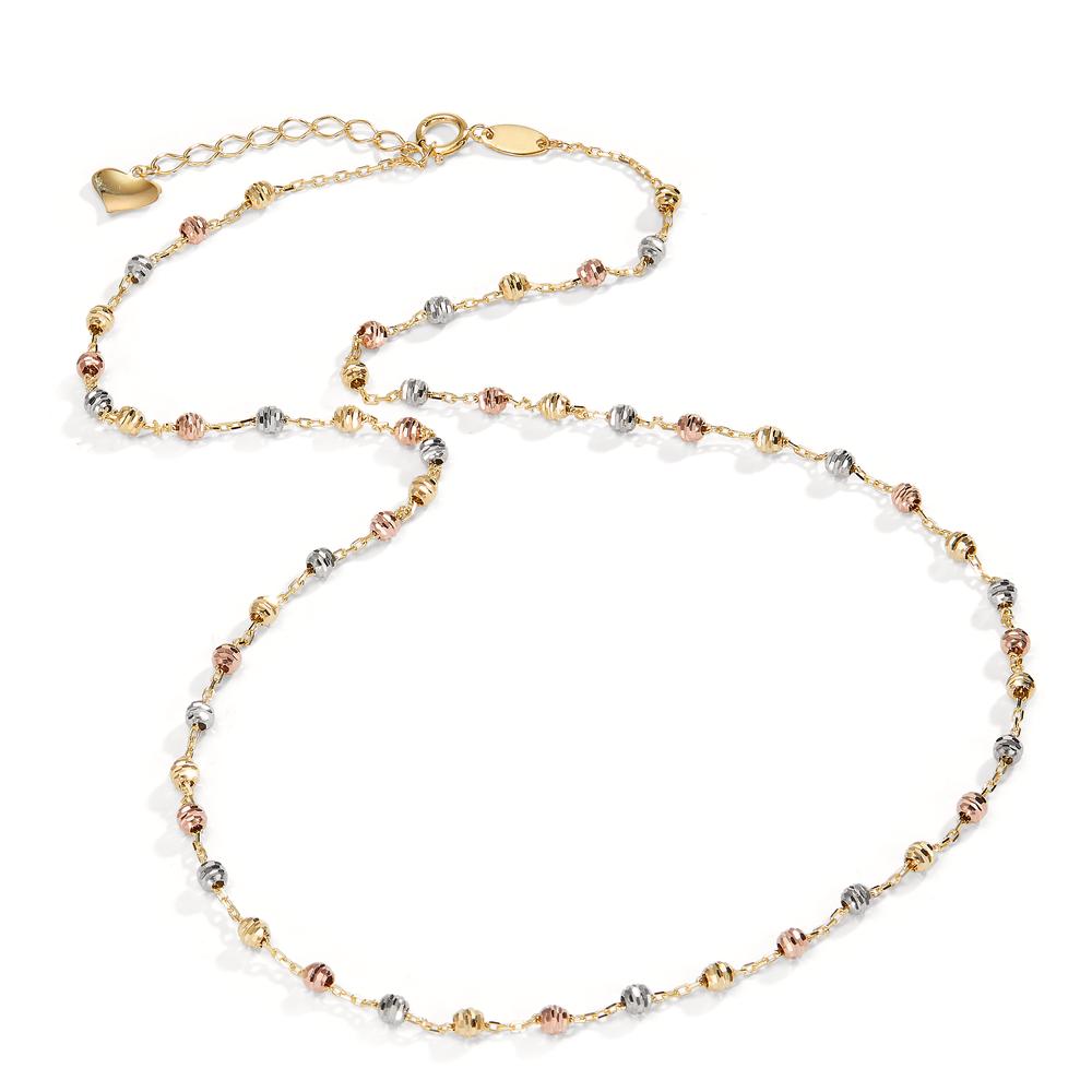 Collier 585/14 K Gelbgold, 585/14 K Weissgold, 585/14 K Rotgold tricolor 42-45 cm verstellbar