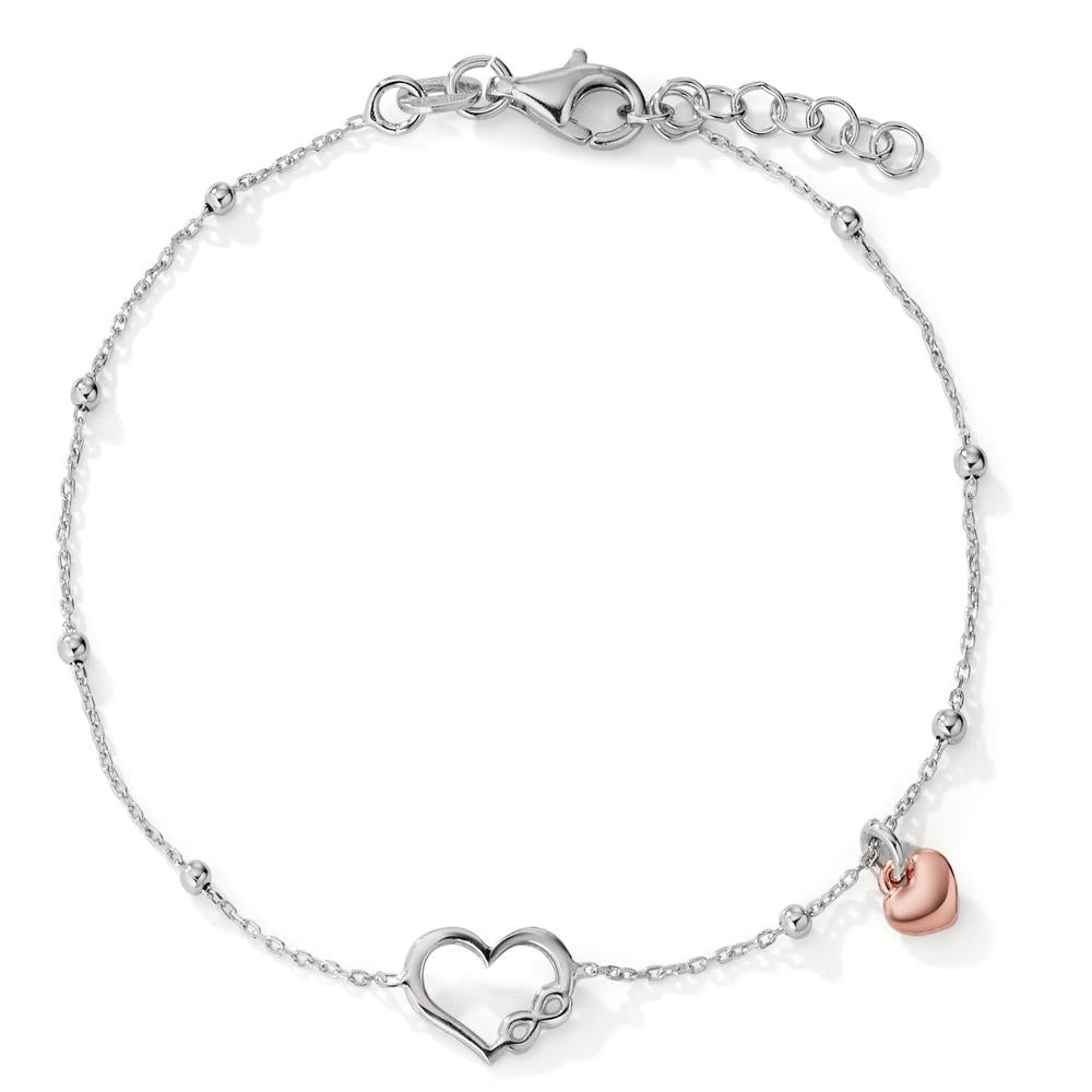 Armband Silber rosé bicolor Herz 17-19 cm verstellbar