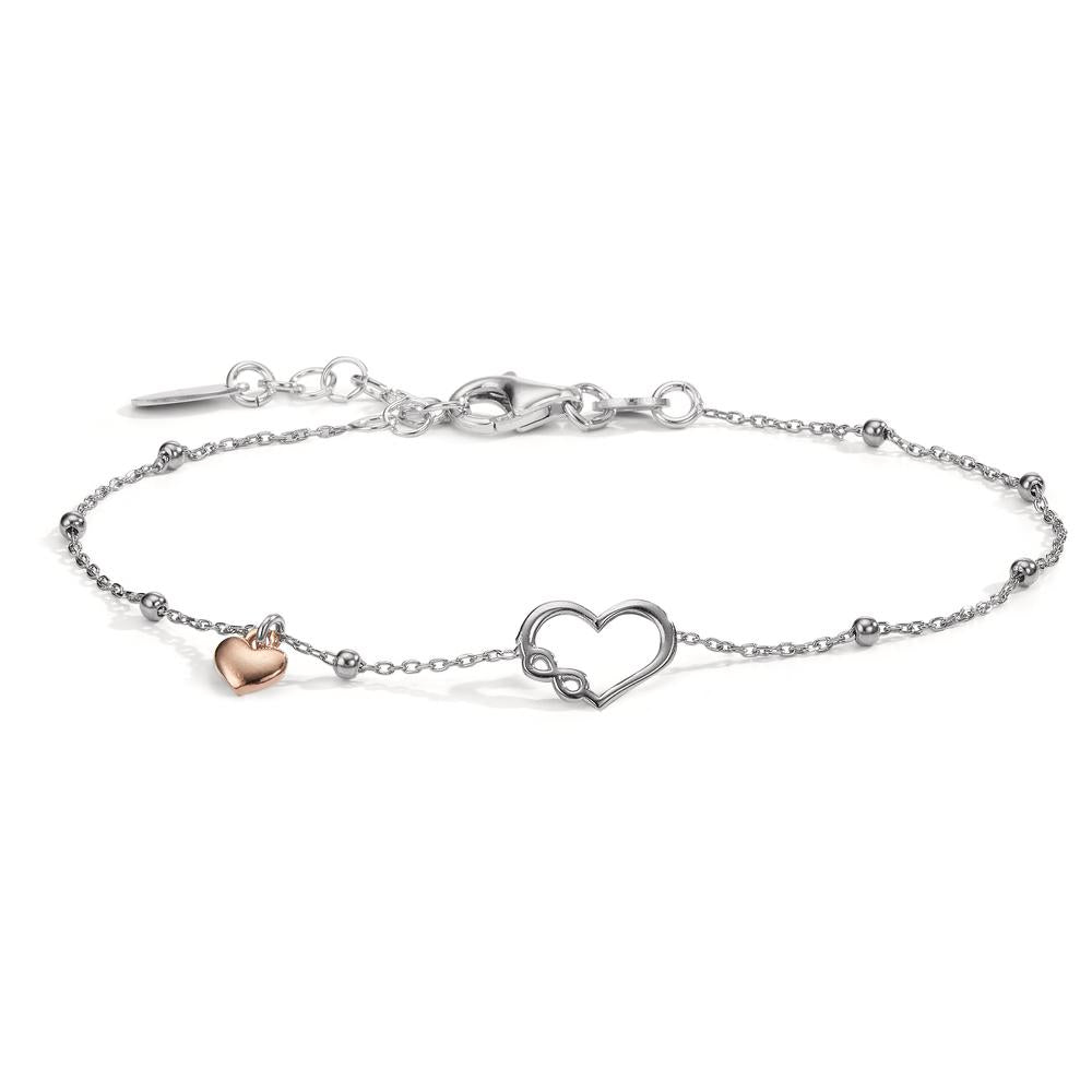 Armband Silber rosé bicolor Herz 17-19 cm verstellbar