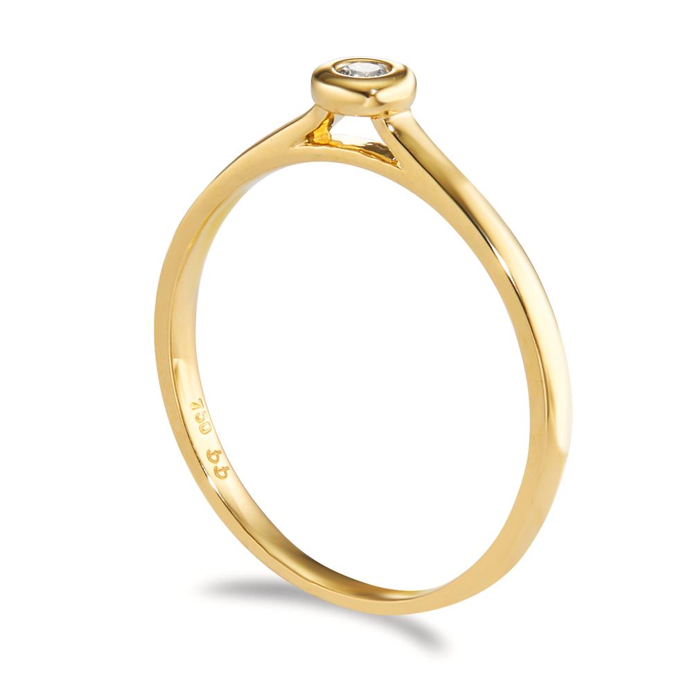 Solitär Ring 750/18 K Gelbgold Diamant 0.03 ct, w-si