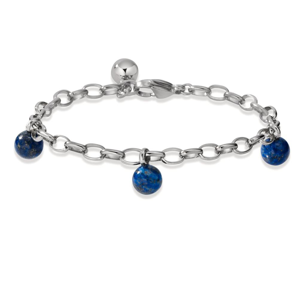 Armband Edelstahl Lapislazuli 3 Steine verstellbar Ø4 mm