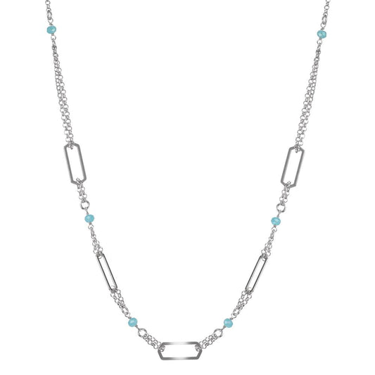 Collier Silber Kristall aqua, 6 Steine rhodiniert verstellbar