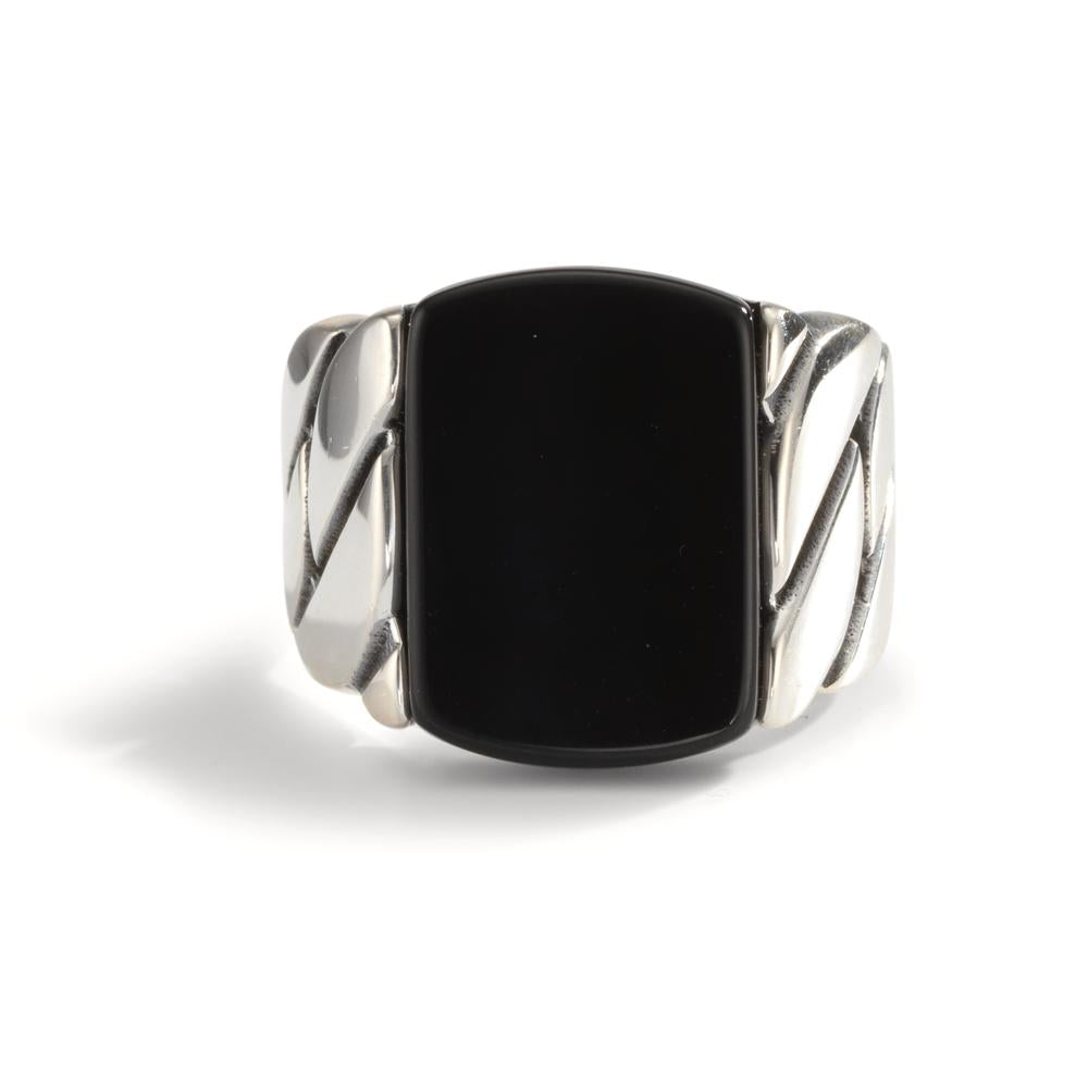 Fingerring Silber Onyx patiniert