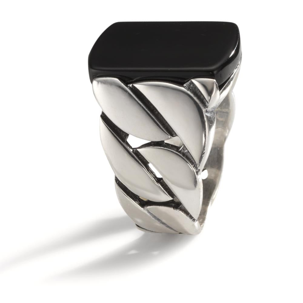 Fingerring Silber Onyx patiniert