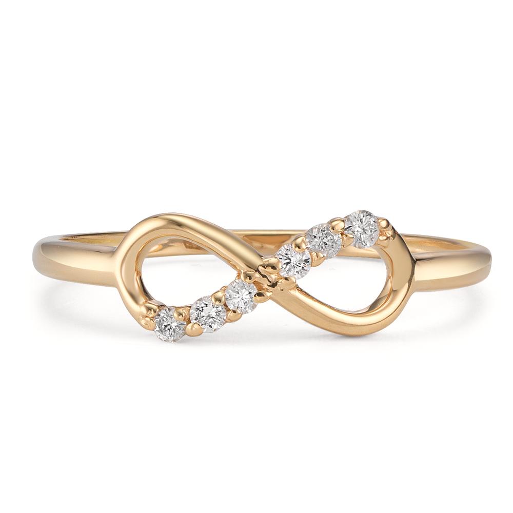 Fingerring 750/18 K Gelbgold Diamant 0.06 ct, 6 Steine, w-si Infinity