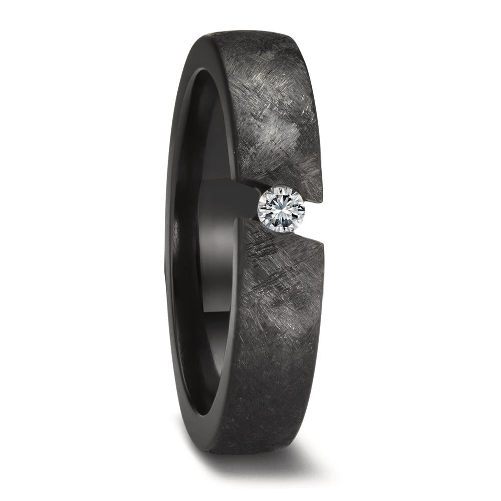 Partnerring aus Zirkonium und Diamant 0.08 ct mit kreuzmattierter Oberfläche