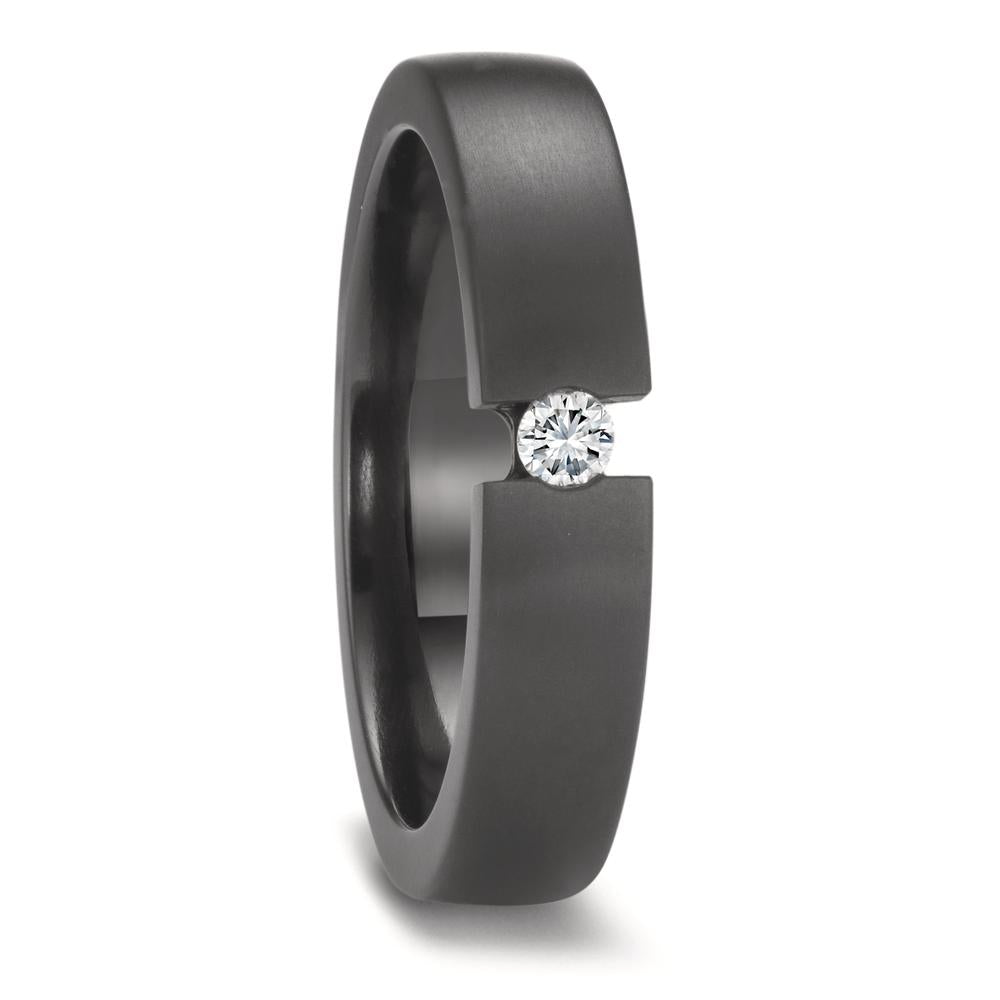 Partnerring aus Zirkonium mit Diamant 0.08 ct und mattierter Oberfläche