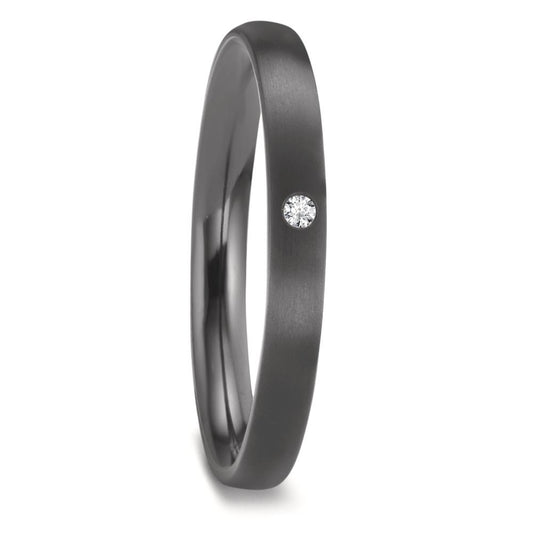 Partnerring aus Zirkonium mit Diamant 0.02 ct und mattierter Oberfläche