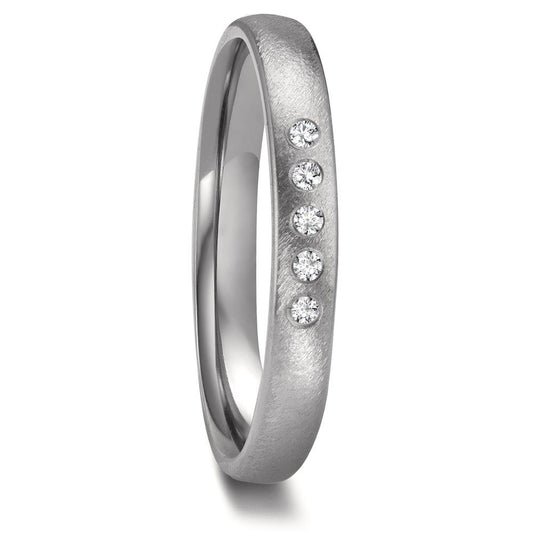 Partnerring Zirkonium Diamant 0.05 ct, 5 Steine, w-si