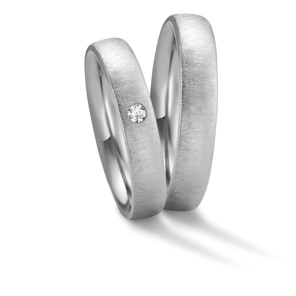 Partnerring aus Zirkonium mit Diamant 0.03 ct und quer mattierter Oberfläche