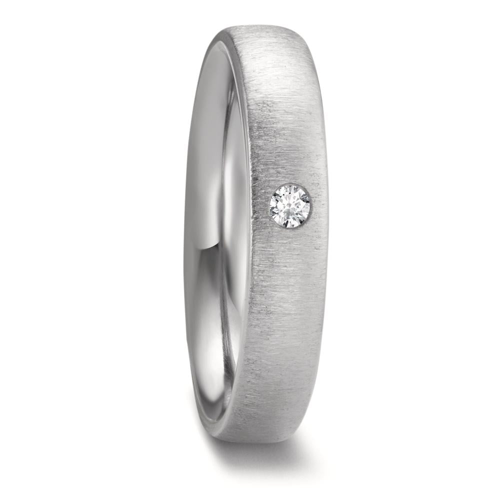 Partnerring aus Zirkonium mit Diamant 0.03 ct und quer mattierter Oberfläche