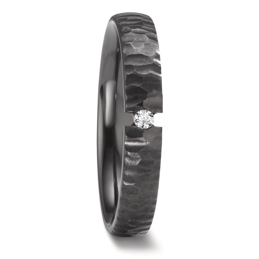 Partnerring aus Zirkonium mit Diamant 0.03 ct und strukturierter Oberfläche