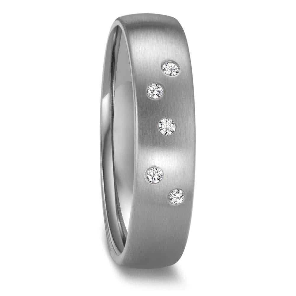 Partnerring Zirkonium Diamant 0.05 ct, 5 Steine, w-si