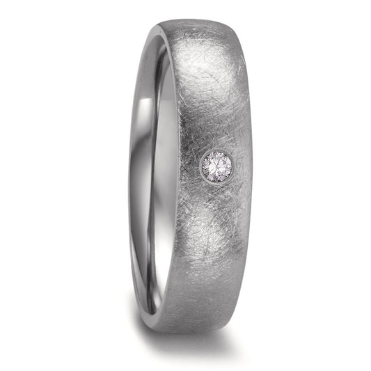 Partnerring aus Zirkonium mit Diamant 0.03 ct und eismattierter Oberfläche