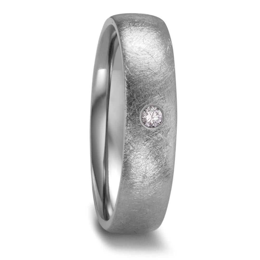 Partnerring aus Zirkonium mit Diamant 0.03 ct und eismattierter Oberfläche