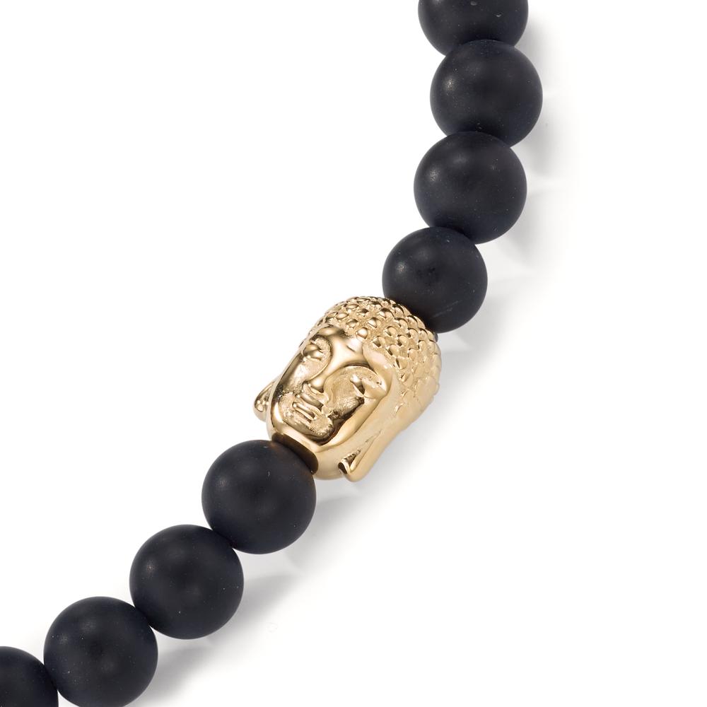 Armband Edelstahl Onyx gelb IP beschichtet Buddha Ø6 mm