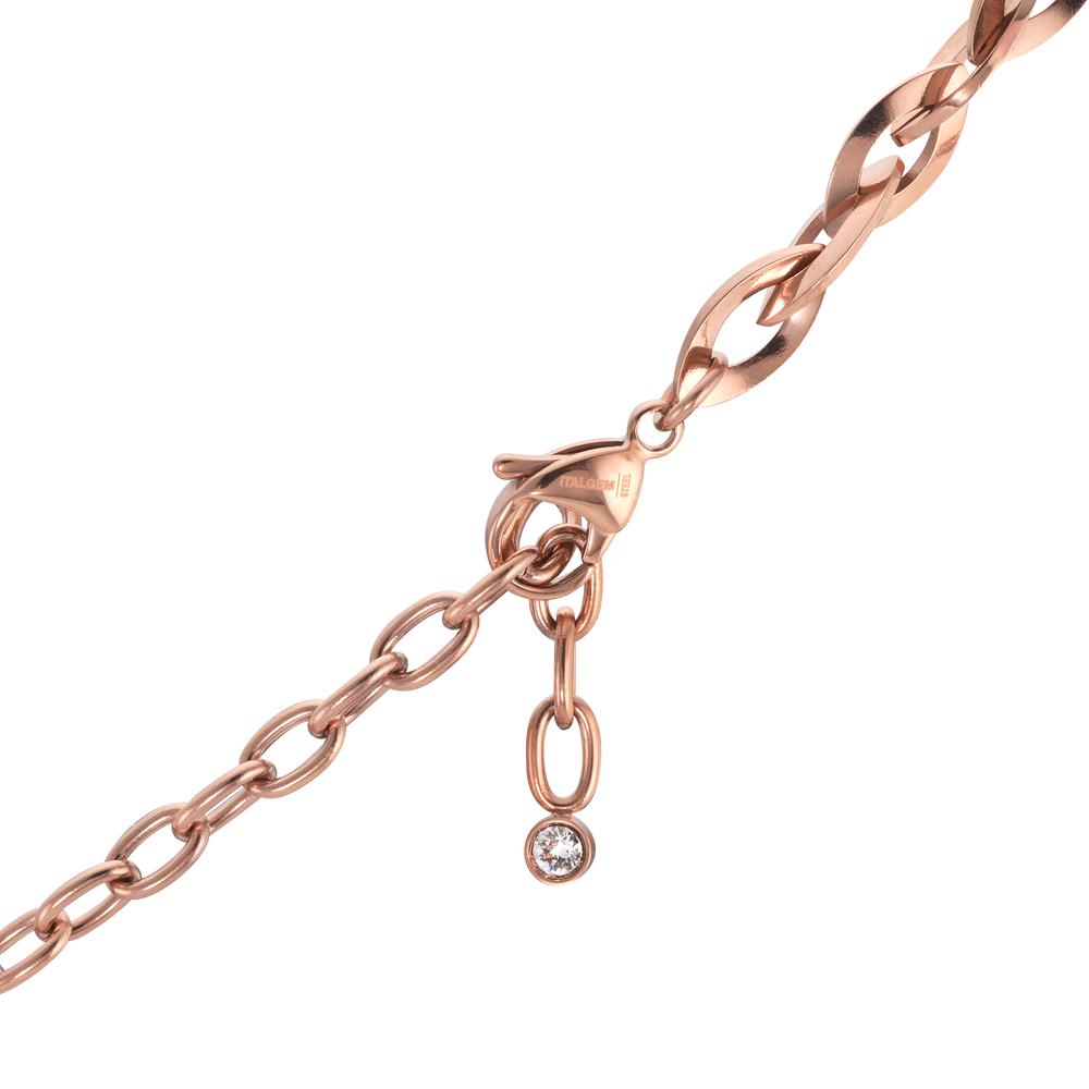 Collier Edelstahl Zirkonia rosé IP beschichtet verstellbar