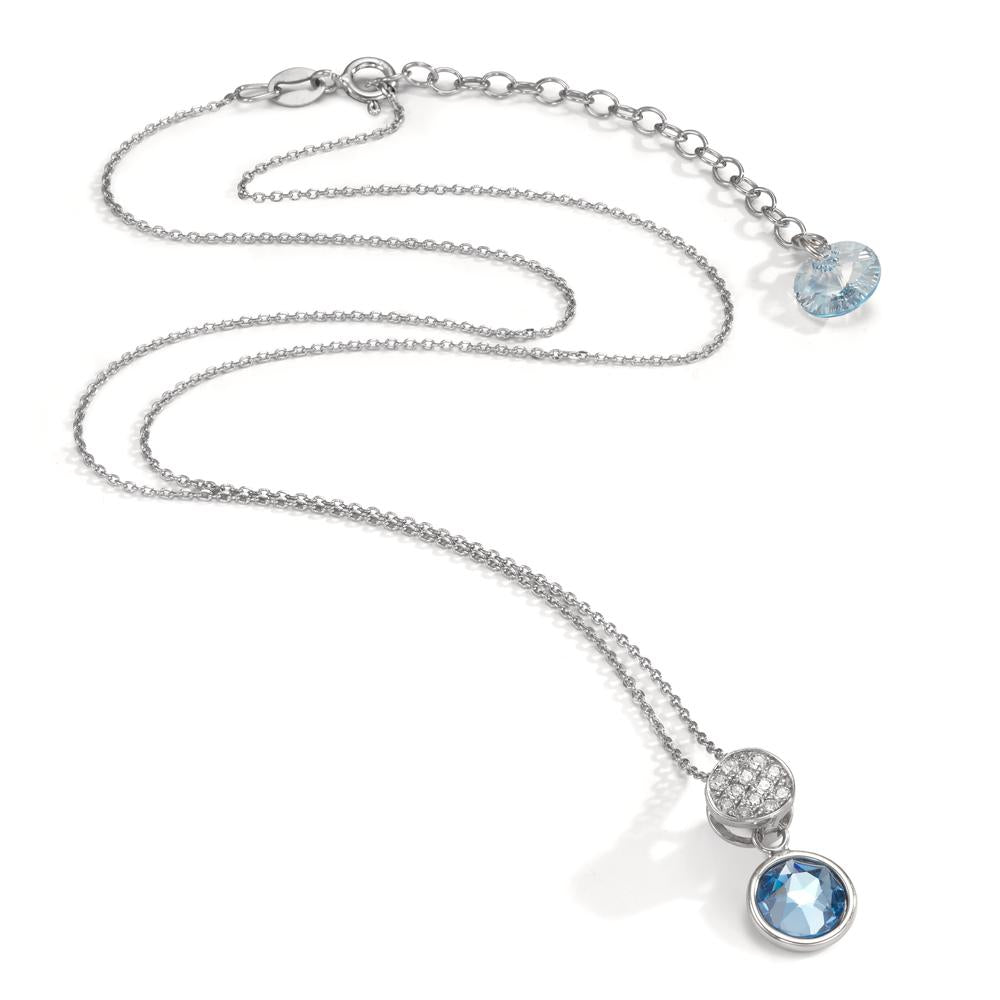 Collier Silber Zirkonia aqua rhodiniert verstellbar