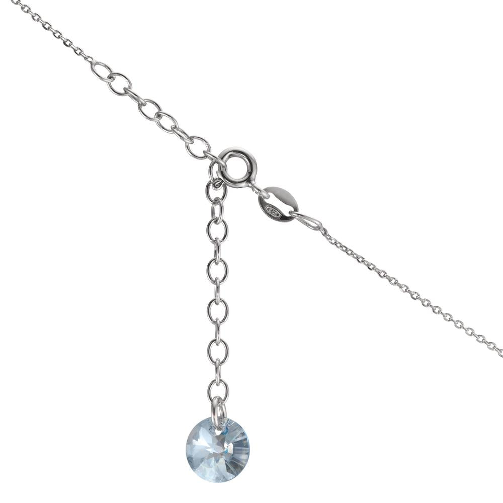 Collier Silber Zirkonia aqua rhodiniert verstellbar