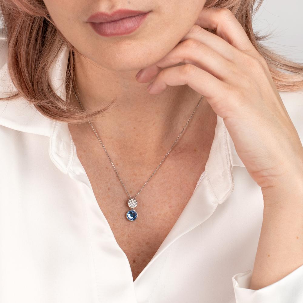 Collier Silber Zirkonia aqua rhodiniert verstellbar