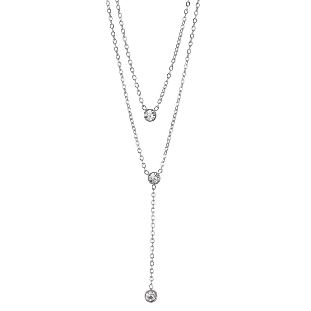 Y-Collier Edelstahl Zirkonia 42-45 cm verstellbar