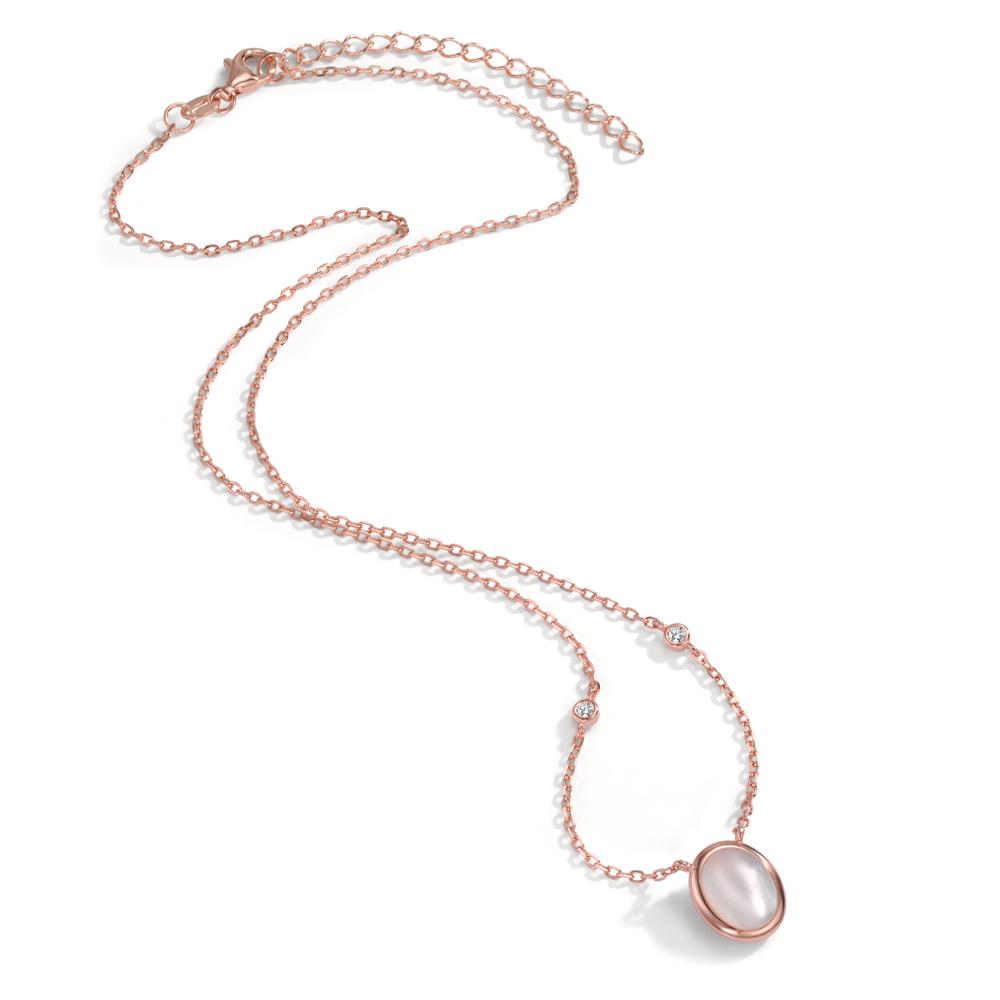 Collier Silber Zirkonia 2 Steine rosé vergoldet Perlmutt verstellbar