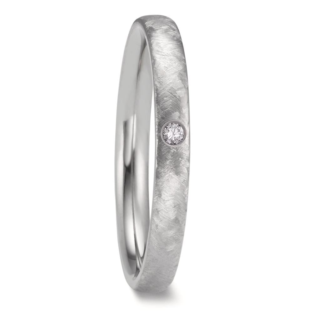 Partnerring aus Zirkonium mit Diamant 0.03 ct und kreuz mattierter Oberfläche