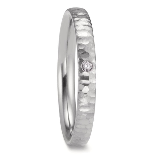 Partnerring aus Zirkonium mit Diamant 0.02 ct und strukturierter Oberfläche